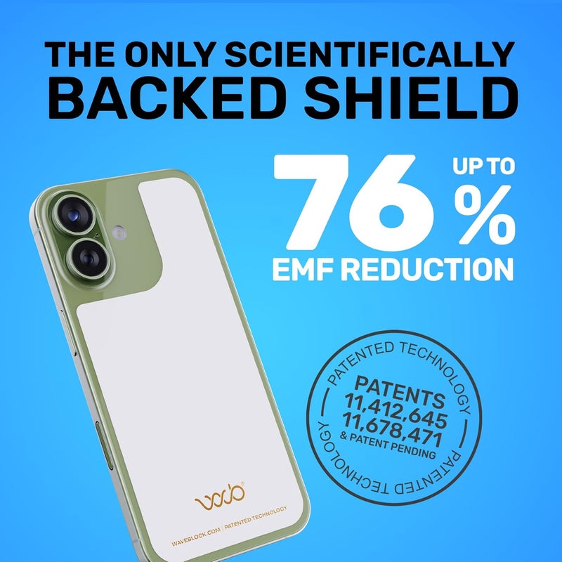 WAVEBLOCK EMF Blocker for Cell Phone - Made for iPhone 17 - The Only Patented, Real Scientifically Backed, Lab-Tested 5G-Shield Sticker to Protect You & Your Loved Ones - USA Made White - Image 2